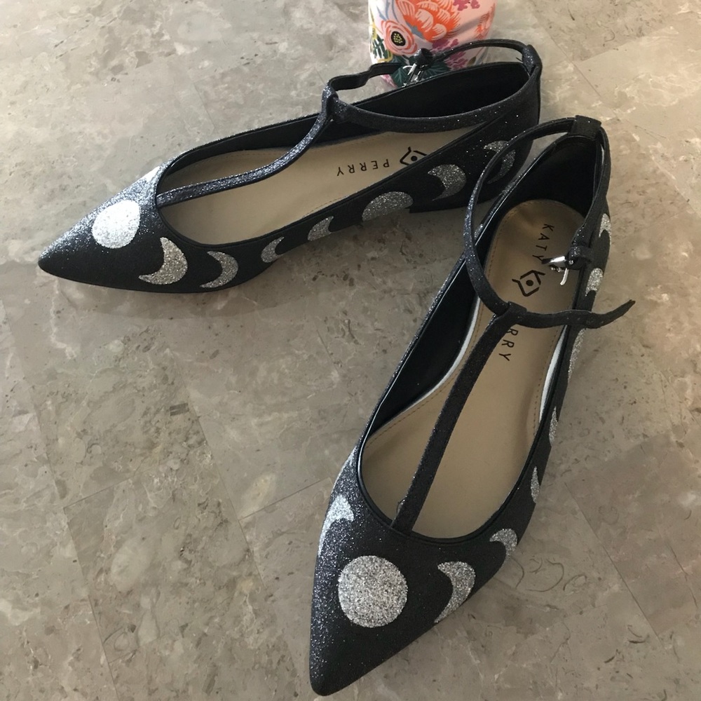 Katy Perry ankle strap flats, size 9